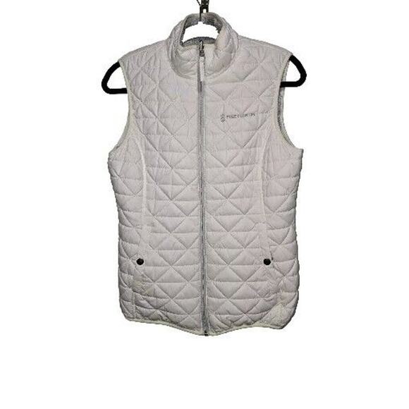 Free Country Womens Size SMALL White Reversible Puffer Quilted Gray Fur Zip Vest - Picture 1 of 6